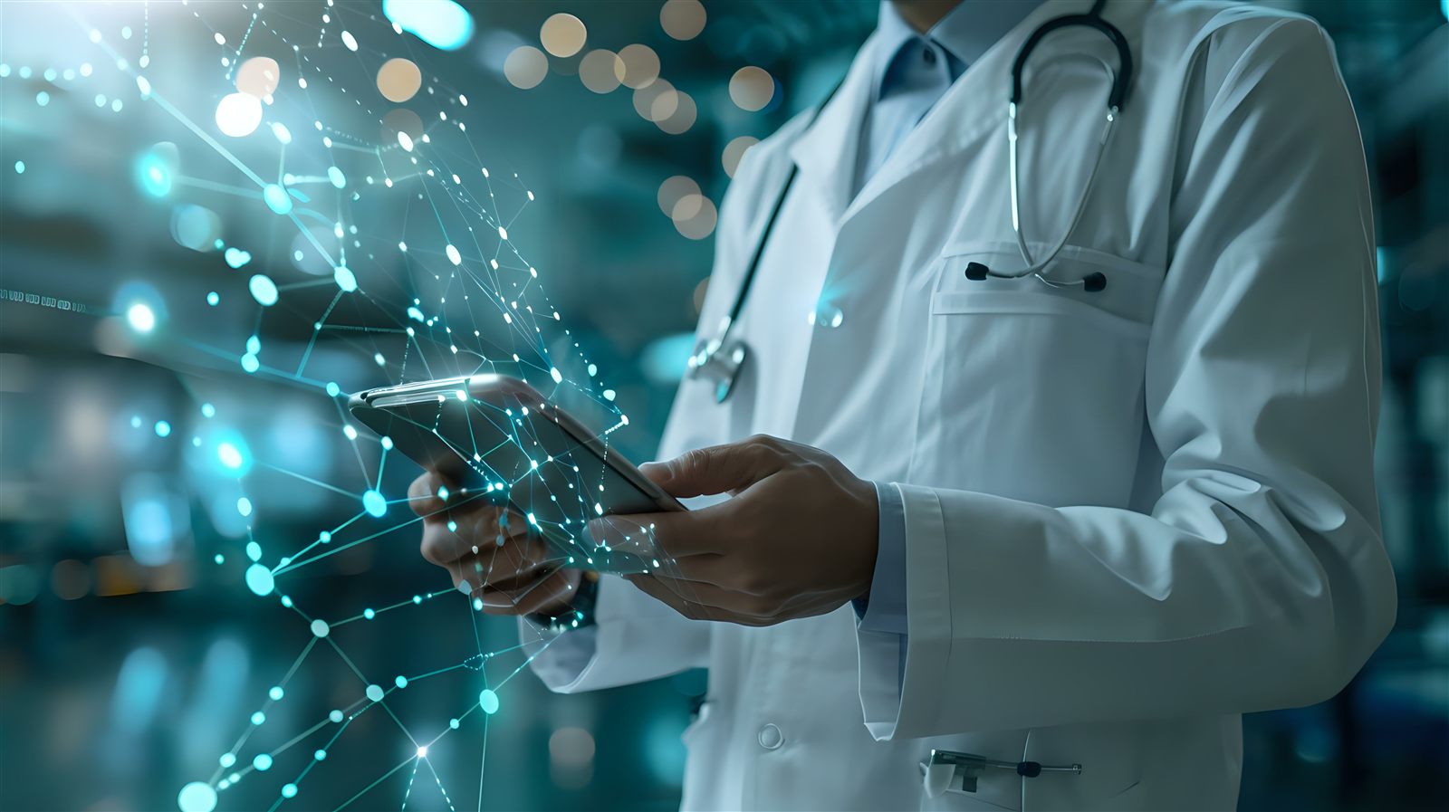 Healthcare professional using connected technology