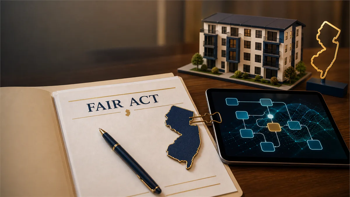 Editorial image showing New Jersey property software, rent data, and vendor review documents.