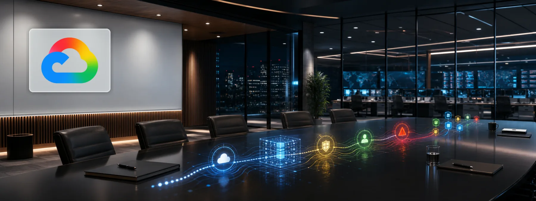 Editorial image about AI threat defense, business security review, and AI governance.