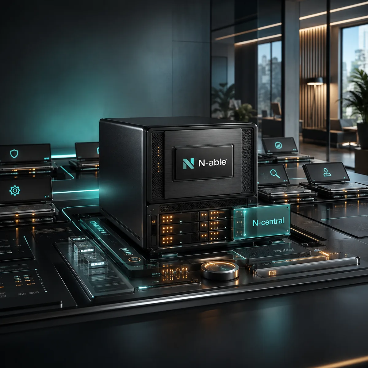Editorial image of an MSP remote management console under review after an N-able N-central hotfix