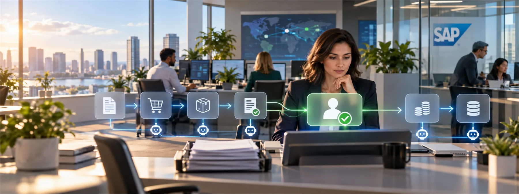 A business owner reviewing AI approval controls for ERP agents and embedded payment workflows.