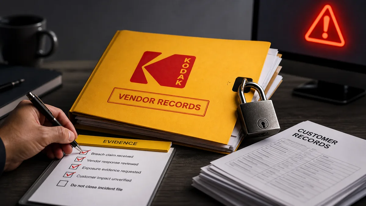 Business owner reviewing customer exposure evidence after a vendor data breach claim.