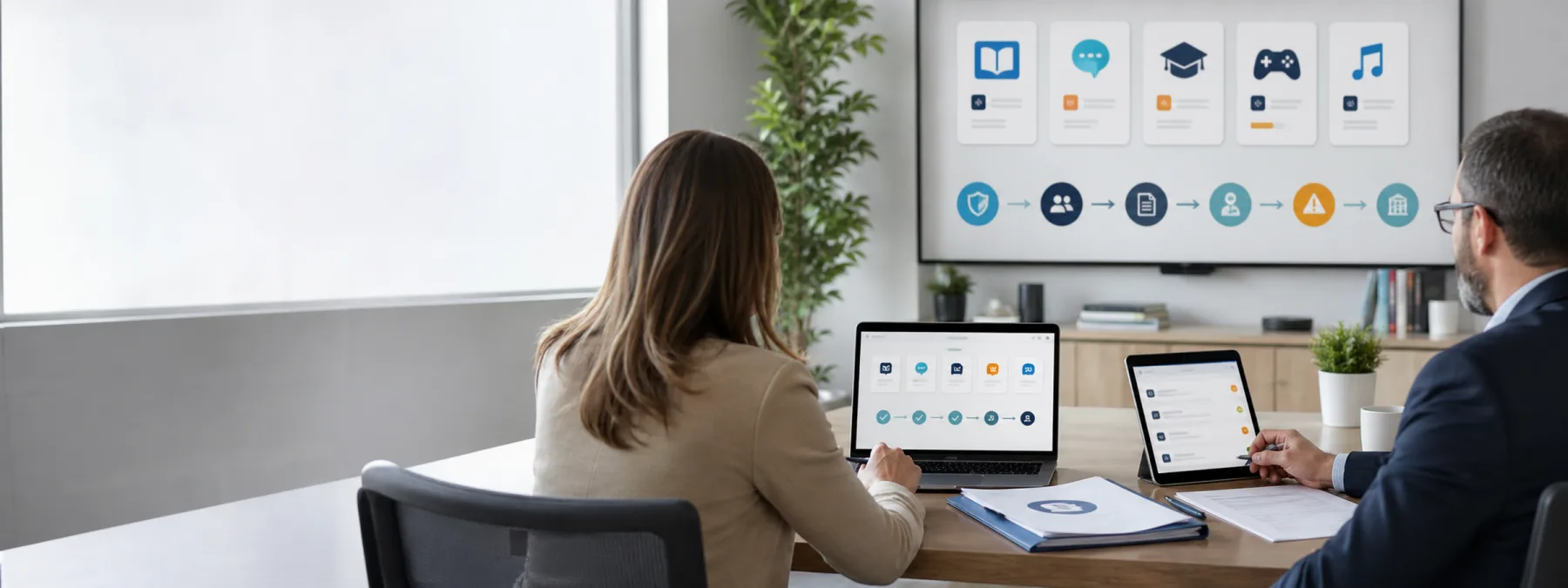 Editorial image showing a school or youth program administrator reviewing app approvals, parent consent, and platform accountability for children's online safety.