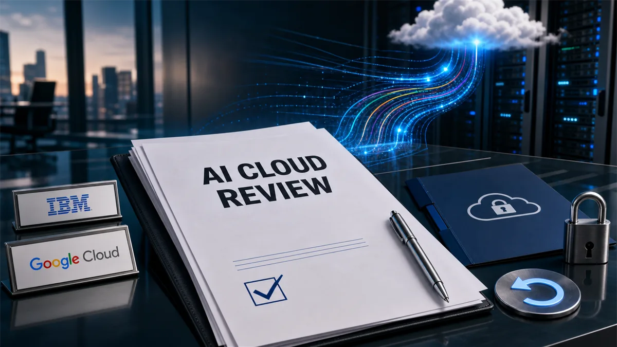 Business owner reviewing an AI and cloud modernization proposal with vendor accountability checkpoints