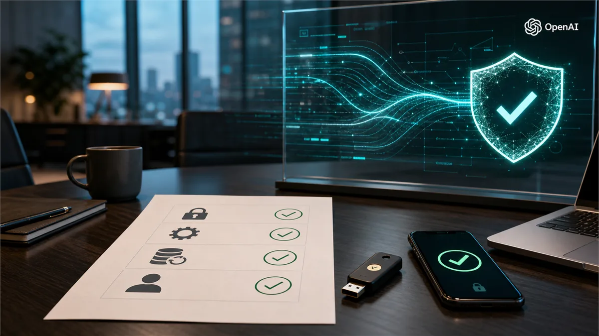 Business owner reviewing cyber defense evidence as AI threat signals appear on a security operations display.