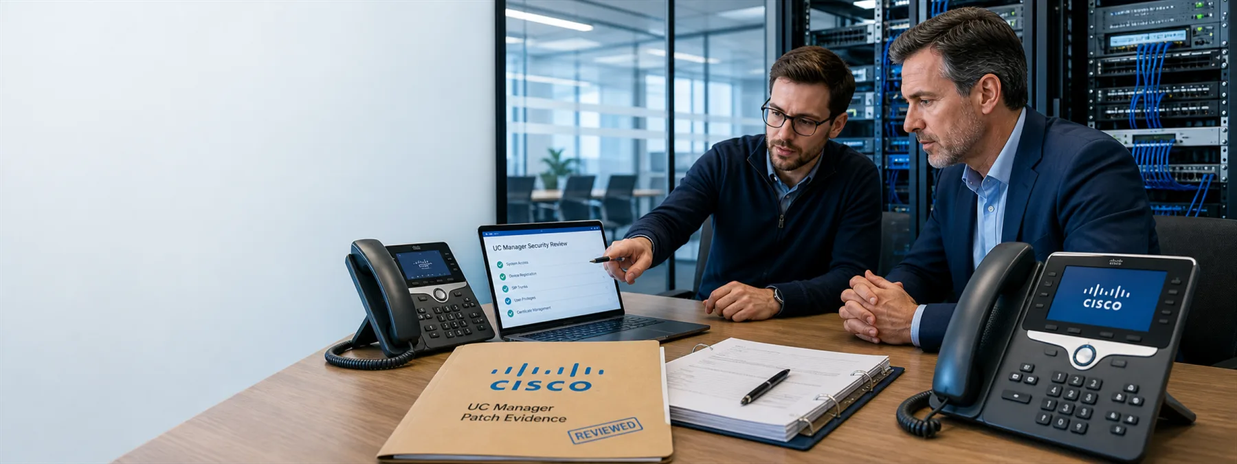 Business phone system and Cisco-style communications infrastructure under review with patch evidence and exposure signals