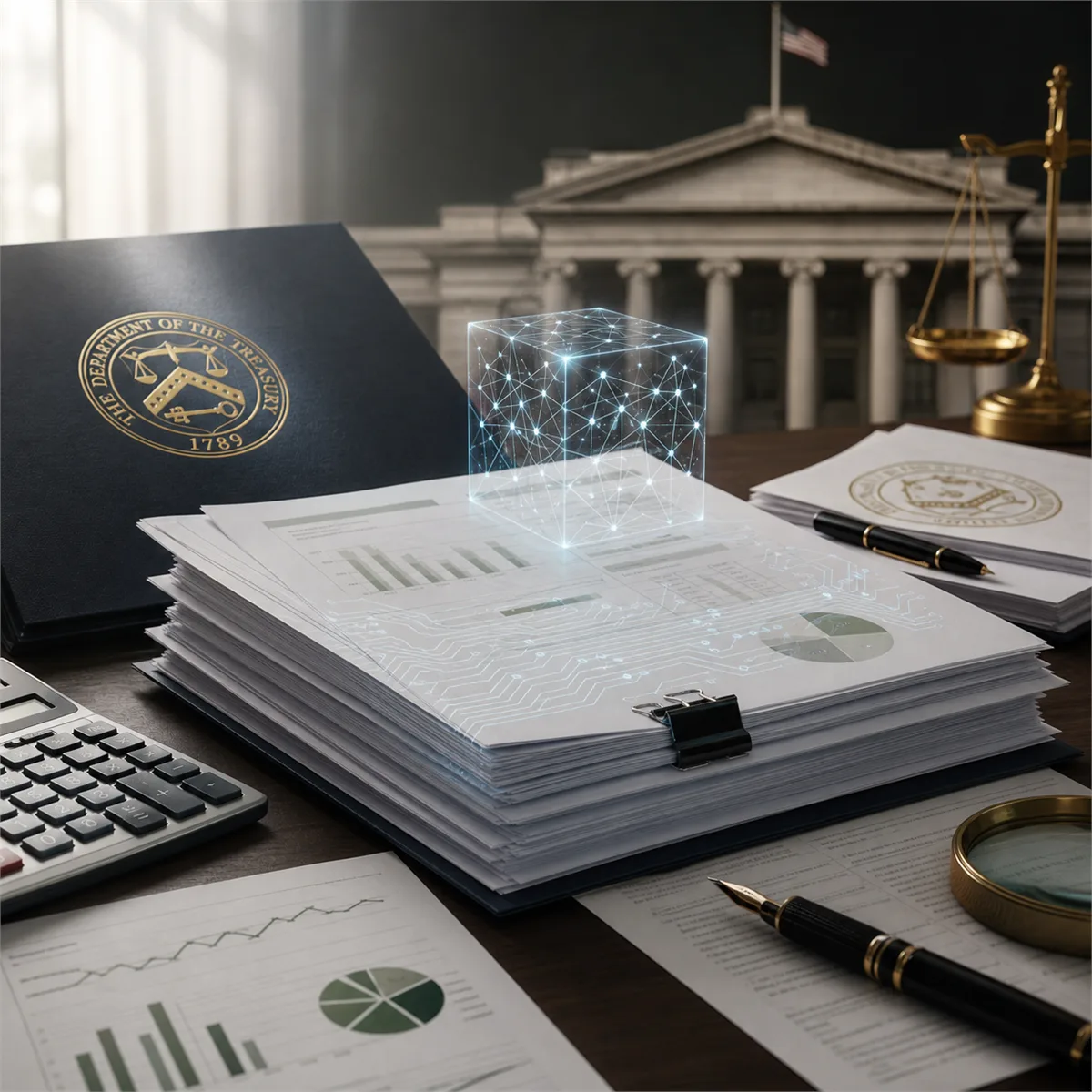 Editorial image about AI spending review, budget evidence, vendor accountability, and business technology planning.