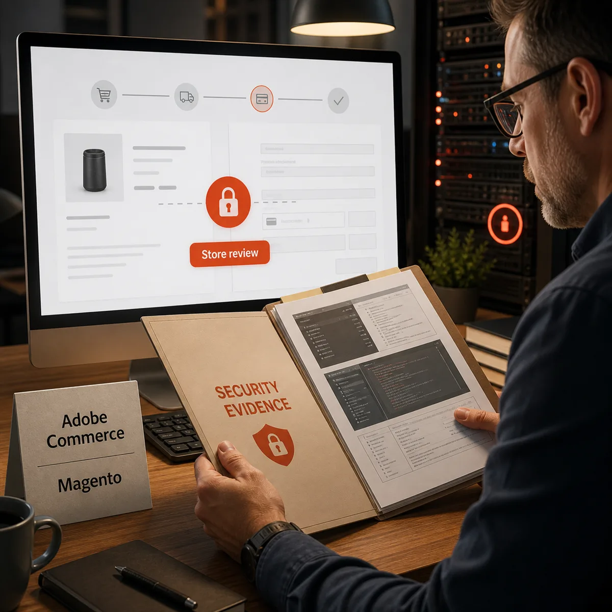 Editorial image of an ecommerce store security review after a Magento and Adobe Commerce zero-day