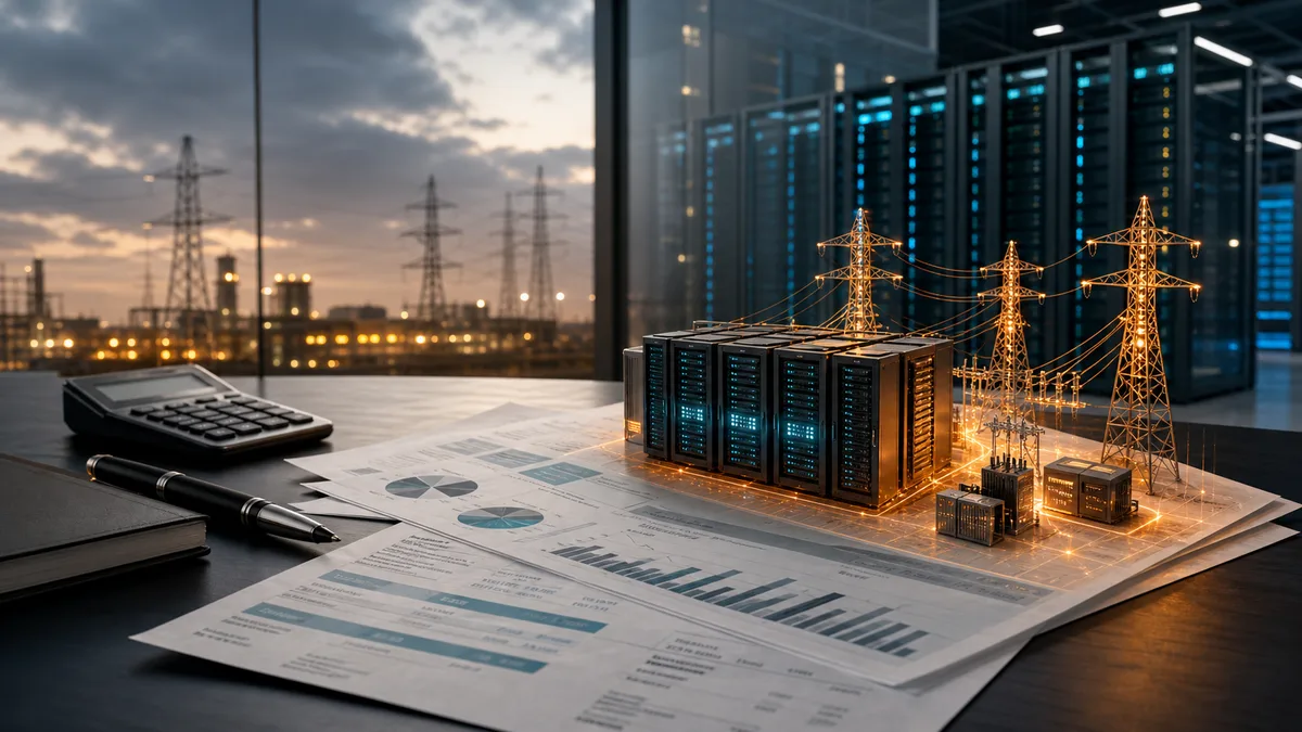 Business owner reviewing AI data center power, cloud cost, and infrastructure dependency assumptions.