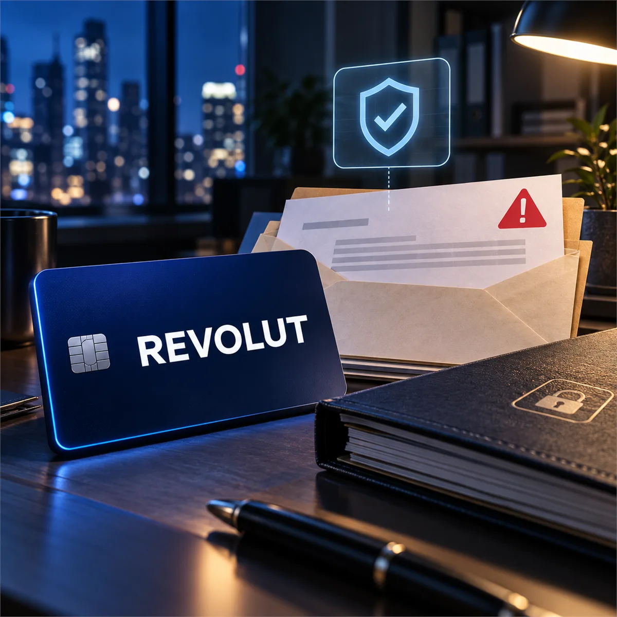 Editorial image of a business owner reviewing a suspicious official data request before releasing sensitive customer records.