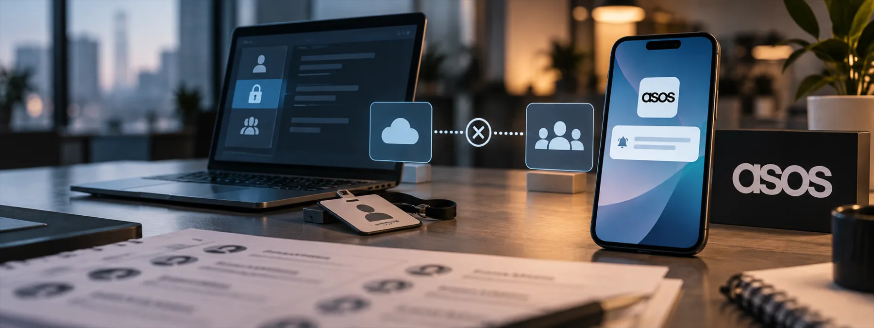 Editorial image of a business owner reviewing customer notification platform access, audit logs, and vendor controls after an unauthorized app alert.
