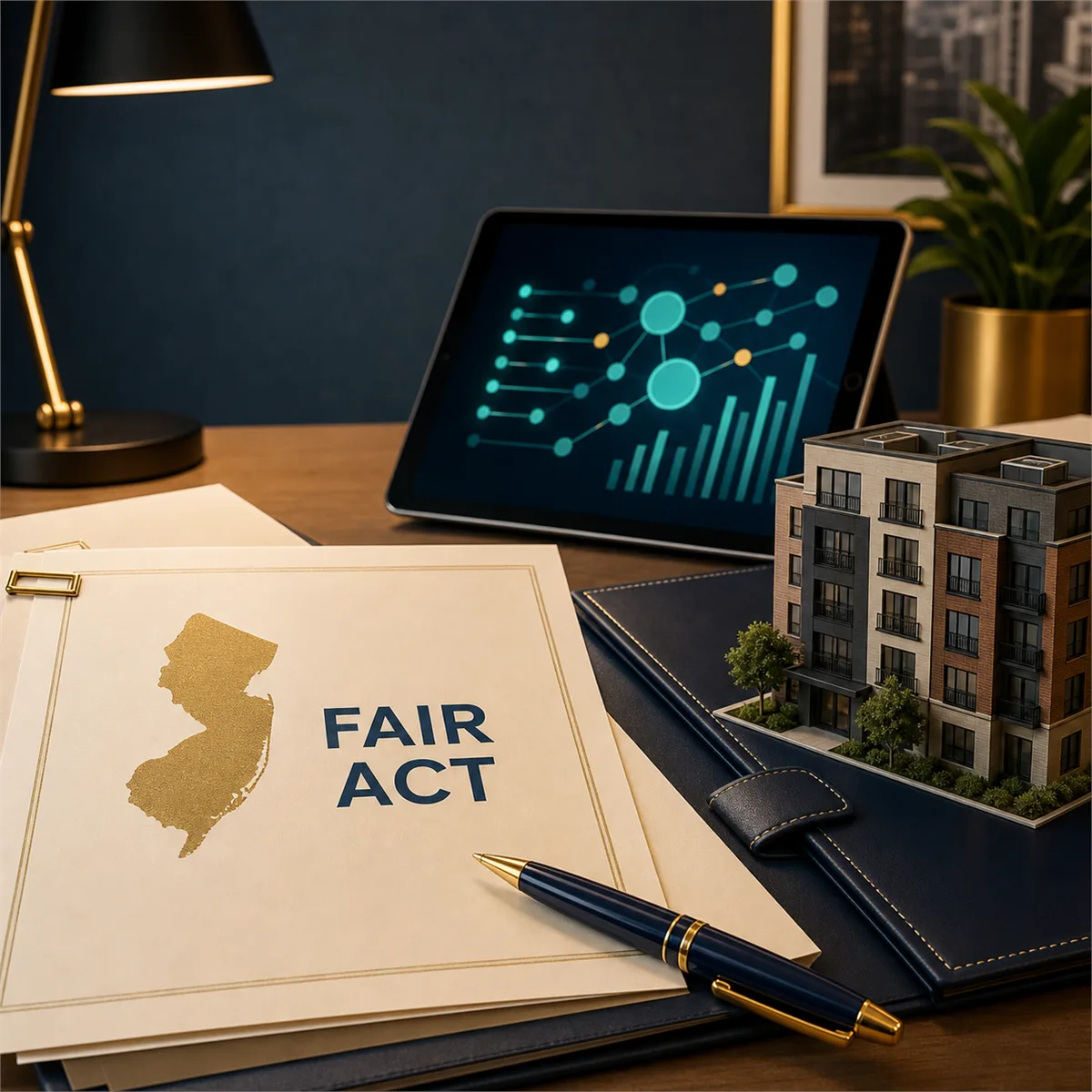 Editorial image showing New Jersey property software, rent data, and vendor review documents.