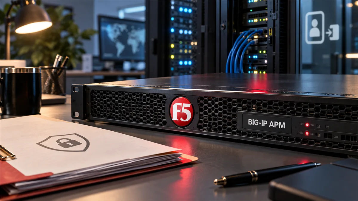 Editorial image of an F5 BIG-IP remote access appliance under review for an exploited vulnerability.