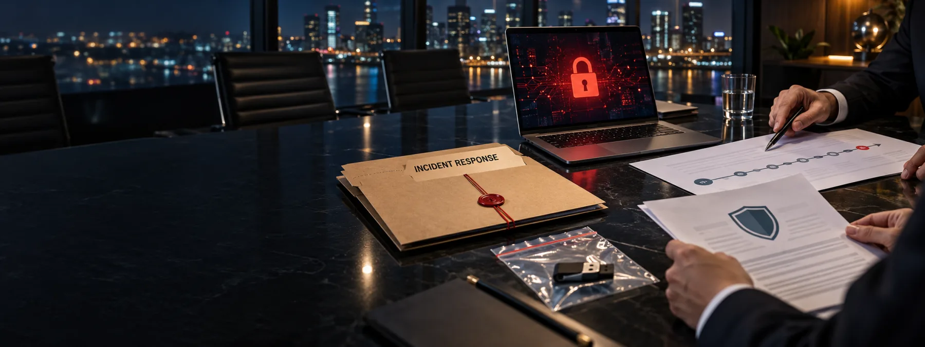 Editorial image about ransomware response vendors, cyber insurance, and business owner approval controls.