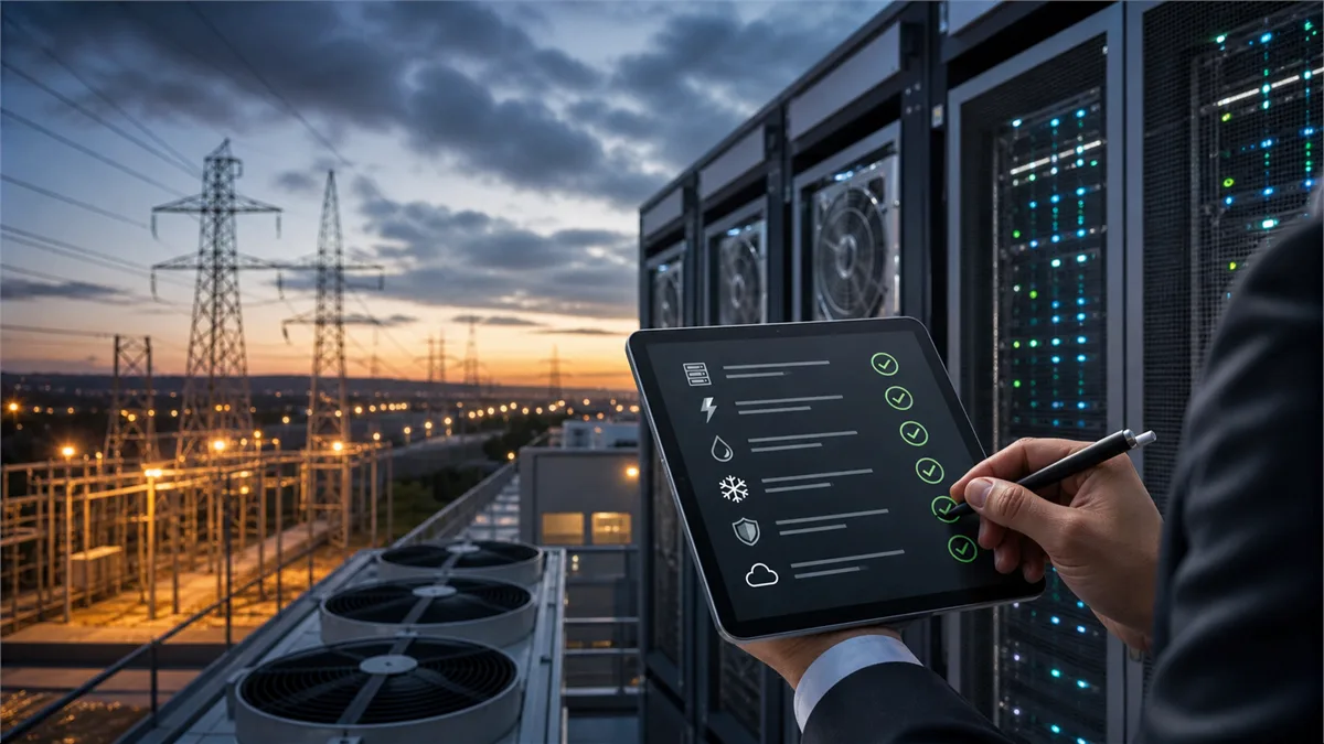 Business owner reviewing data center power and cloud dependency risks before approving an AI infrastructure plan.