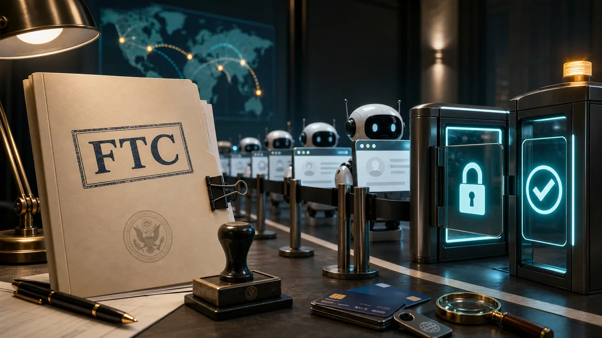 Editorial image about FTC ticket-bot enforcement and business automation controls