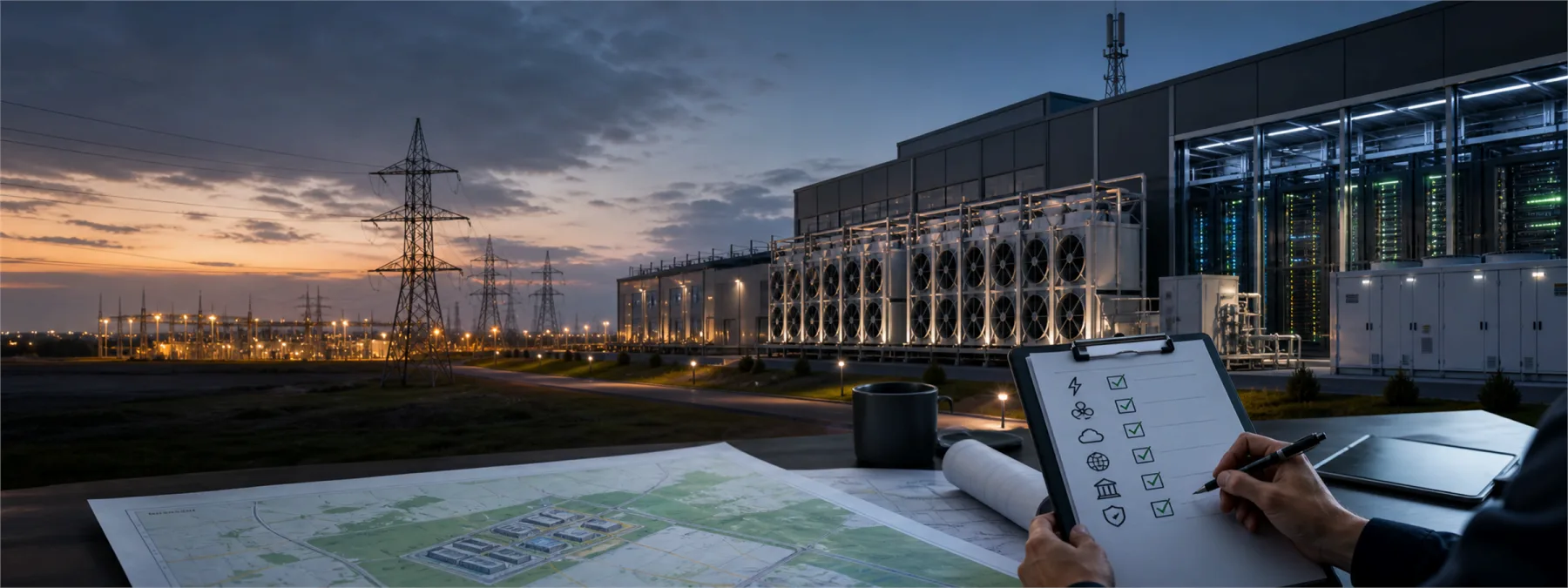 Business owner reviewing data center power and cloud dependency risks before approving an AI infrastructure plan.