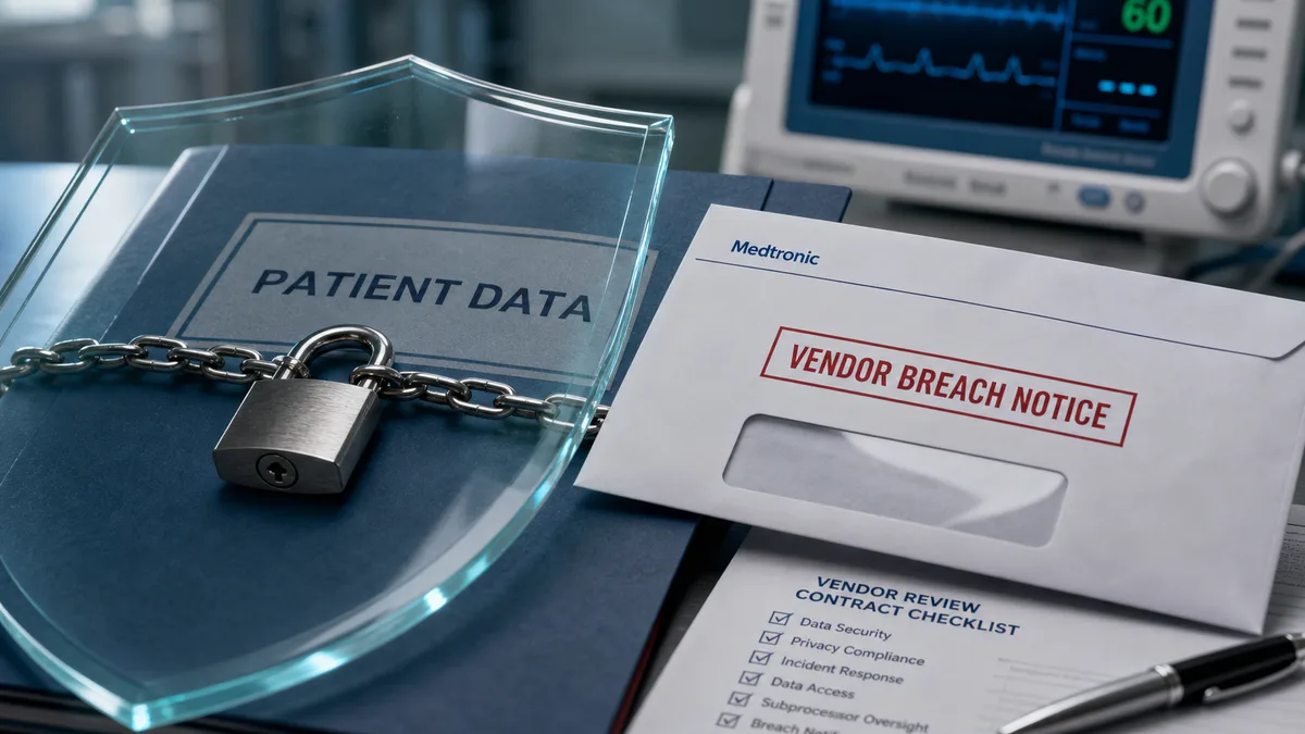 Editorial image about Medtronic breach notices and healthcare vendor data exposure.
