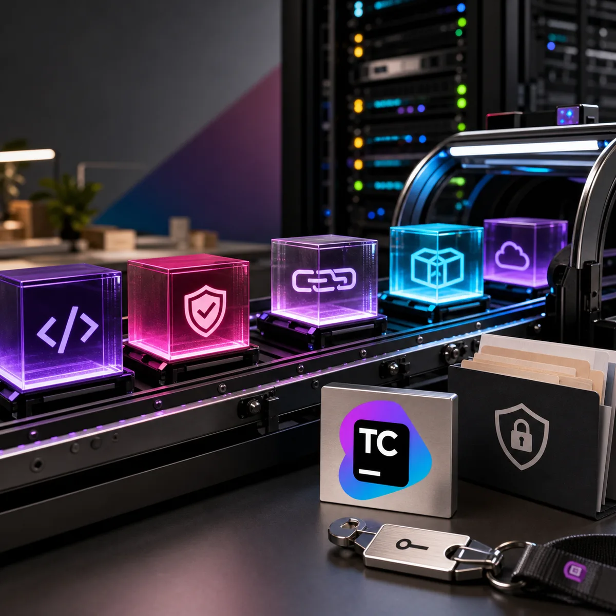 Editorial image about TeamCity patching, CI/CD pipeline security, and software vendor evidence.